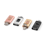 USB hecho a medida de metal 4 funciones en 1 con clip retráctil color negro