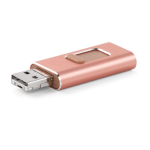 USB hecho a medida de metal 4 funciones en 1 con clip retráctil color rosa