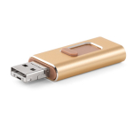 USB hecho a medida de metal 4 funciones en 1 con clip retráctil color dorado claro