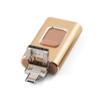 USB hecho a medida de metal 4 funciones en 1 con clip retráctil color dorado claro