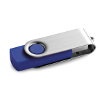 USB custom made con acabado en goma y clip metálico color azul