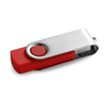 USB custom made con acabado en goma y clip metálico color rojo