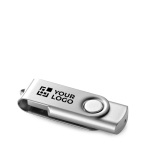 USB custom made con acabado en goma y clip metálico color plateado brillante vista principal