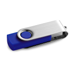 USB custom made con acabado en goma y clip metálico color azul real