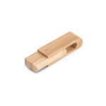 Memoria USB giratoria hecha a medida hecha de madera de bambú color natural