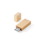 Memoria USB hecha a medida hecha de madera de bambú con tapón color natural