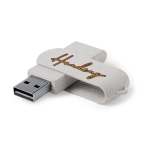 Pendrive eco giratorio hecho a medida hecho de fibra de trigo color blanco