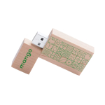 Memoria USB hecha a medida cuadrado de madera de bambú con tapón color madera clara