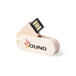 USB giratorio y fino hecho a medida con cuerpo hecho de madera color madera clara