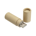 USB sostenible cilíndrico hecho a medida de cartón reciclado color natural