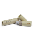 USB sostenible cilíndrico hecho a medida de cartón reciclado color natural