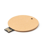 Memoria USB redonda hecha a medida hecha de cartón reciclado color natural