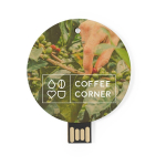 Memoria USB redonda hecha a medida hecha de cartón reciclado color natural