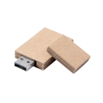 Memoria USB hecha a medida con tapón y cuerpo de cartón reciclado color beige