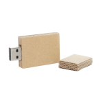 Memoria USB hecha a medida con tapón y cuerpo de cartón reciclado color beige