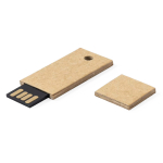 Memoria USB rectangular de cartón reciclado hecha a medida color natural