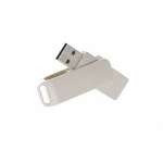 Memoria USB hecha a medida con cuerpo y clip hechos de metal color plateado