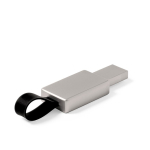 USB metálico hecho a medida con logo iluminado y pequeña cinta color plateado