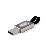 USB metálico hecho a medida con logo iluminado y pequeña cinta color plateado