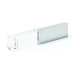 USB hecho a medida de metal y cristal con luz led al conectar color plateado
