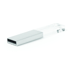 USB hecho a medida de metal y cristal con luz led al conectar color plateado