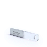 USB hecho a medida de metal y cristal con luz led al conectar color plateado vista principal