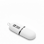 Memoria USB hecha a medida de plástico en forma de cápsula color blanco vista principal