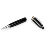 Bolígrafo USB hecho a medida elegante con puntero táctil tinta negra color negro