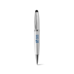 Bolígrafo USB hecho a medida elegante con puntero táctil tinta negra color plateado vista principal
