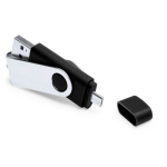 Memoria USB hecha a medida con doble conexión USB y Micro USB color negro