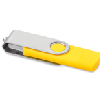 Memoria USB hecha a medida con doble conexión USB y Micro USB color amarillo