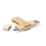 Pendrive giratorio de madera hecho a medida con USB tipo C color madera clara