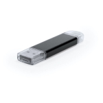 Memoria USB hecha a medida de aluminio con Micro USB y tipo C color negro