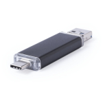 Memoria USB hecha a medida de aluminio con Micro USB y tipo C color negro