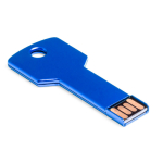 Memoria USB hecha a medida en forma de llave hecha de metal color azul