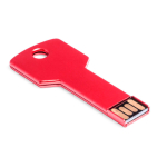 Memoria USB hecha a medida en forma de llave hecha de metal color rojo