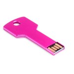 Memoria USB hecha a medida en forma de llave hecha de metal color rosa