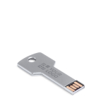 Memoria USB hecha a medida en forma de llave hecha de metal color plateado vista principal