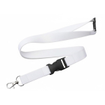 Lanyard con hebilla y cierre de seguridad custom made hecho en Europa color blanco