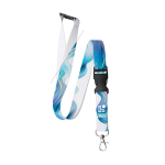 Lanyard con hebilla y cierre de seguridad custom made hecho en Europa color blanco vista principal