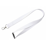 Lanyard a todo color custom made con cierre de seguridad hecho en EU color blanco