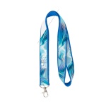 Lanyard de doble capa a todo color custom made hecho en Europa color azul cian vista principal