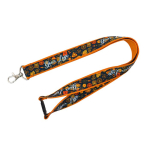 Lanyard de doble capa custom made con cierre de seguridad hecho en EU color naranja