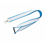 Lanyard de doble capa custom made con cierre de seguridad hecho en EU color azul cian