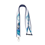 Lanyard de doble capa custom made con cierre de seguridad hecho en EU color azul petróleo vista principal