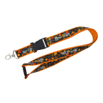 Lanyard de doble capa custom made con cierre de seguridad hecho en EU color naranja