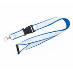 Lanyard de doble capa custom made con cierre de seguridad hecho en EU color azul cian