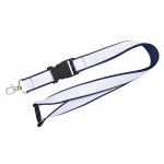 Lanyard de doble capa custom made con cierre de seguridad hecho en EU color azul petróleo