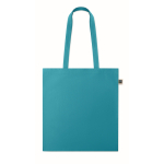 Bolsa de algodón Fairtrade con asas largas en varios colores 180g/m2 color turquesa