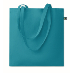 Bolsa de algodón Fairtrade con asas largas en varios colores 180g/m2 color turquesa segunda vista